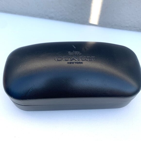 COACH Clamshell Protective Glasses Sunglasses Case Black Leather With Cloth - Picture 2 of 5